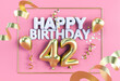 Happy Birthday 42 in Gold auf Rosa