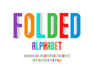 Poster - Paper folding sticky note style alphabet design with uppercase, numbers and symbols