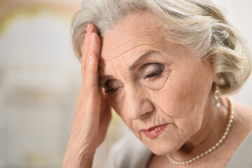 Sticker - Portrait of a cute sad elderly woman