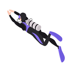 Sticker - Underwater Diver Isometric Composition