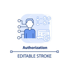 Authorization light blue concept icon. Identity management abstract idea thin line illustration. Computer security. Isolated outline drawing. Editable stroke. Arial, Myriad Pro-Bold fonts used