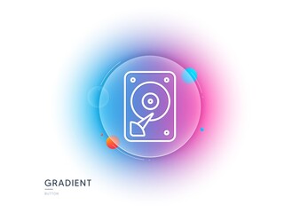 Poster - hdd icon. gradient blur button with glassmorphism. hard disk storage sign. hard drive memory symbol.