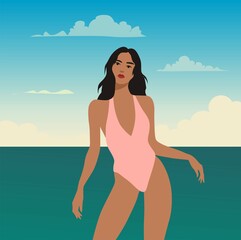 Wall Mural - girl on the beach