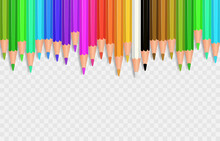 Colorful Crayon Colored Pencil Set. Back To School Concept With Colorful Crayons On Png. Vector Multicolored Pencils, Study. Back To School Vector Design, Vector Illustration. Pencils For Painting.
