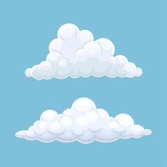 Wall Mural - Abstract white fluffy clouds on on blue background vector illustration