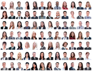 Wall Mural - portraits of successful employees isolated on a white