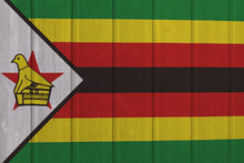 World Countries. Wooden Background In Colors Of Flag. Zimbabwe