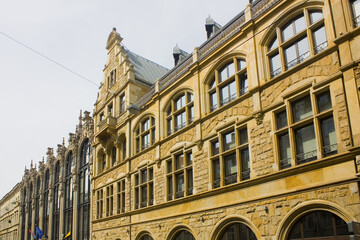 Facade of old house in Old Town of Wroclaw