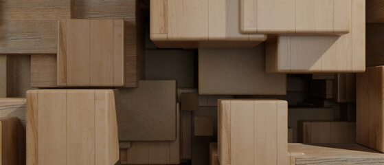 Wall Mural - abstract wooden cube 3d background