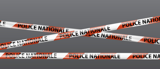 Wall Mural - realistic crossing caution tape police nationale of france. warning signs for crime scene or constru