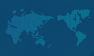 Wall Mural - abstract scanning global technology background. world map. digital innovation concept effect of anag