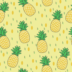 Poster - Bright grocery simple pattern. Pineapples in a stylish vector and seamless pattern. For printing and interior decoration, pillows, notebooks, gift wrapping.