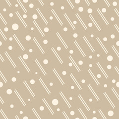 Fototapete - Brown simple pattern. Diagonal lines and balls in a stylish vector and seamless pattern. For printing and interior decoration, pillows, notebooks, gift wrapping.