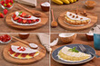 Composition of 4 kinds of sweet Tapioca. Typical Brazilian food. Studio shoot on wooden background.