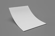 3d rendering of a bent empty sheet of paper isolated  on gray background