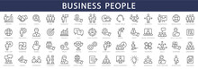Business People Thin Line Icons. Business People Symbols. Businessman, Businesswoman, Management, Teamwork. Vector