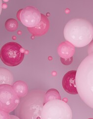 Abstract colorful 3d art background with multiple colors. Glossy floating liquid blobs, soap bubbles, metaballs. Abstract composition with colorful balls in different sizes. Copy space concept