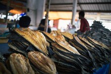 Number Of Dried Fish On Display In A Local Market In Indonesia