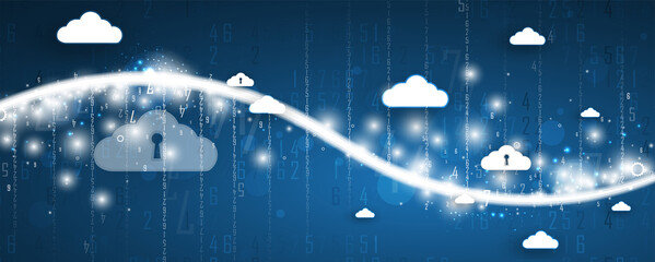 Cloud technology. Integrated digital web concept background