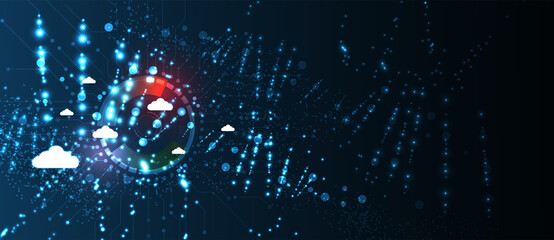 Cloud technology. Integrated digital web concept background
