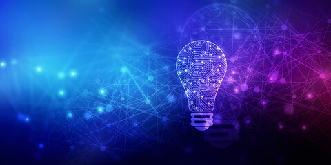 2d illustration bulb future technology, innovation background, creative idea concept