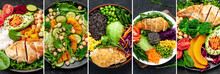 Food Collage Of Various Healthy Food Dishes. Buddha Bowl