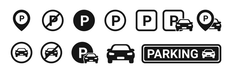 Car parking icon set. Vector EPS 10