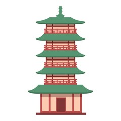 Wall Mural - Pagoda building icon cartoon vector. Asian house. City temple