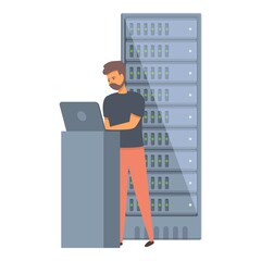 Poster - server icon cartoon vector. computer system. room repair