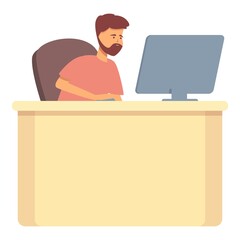 Poster - system administrator desktop icon cartoon vector. engineer network. room cloud