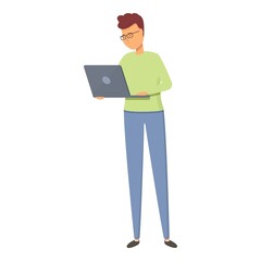 Poster - internet laptop admin icon cartoon vector. server engineer. datacenter worker