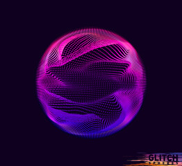 Poster - corrupted violet point sphere. abstract vector colorful mesh on dark background. futuristic style ca
