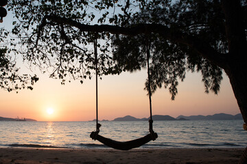 Swing Sea sunset silhouette landscap 