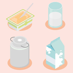 Canvas Print - milk products icons pack