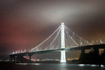 Canvas Print - San Francisco-Oakland Bay Bridge Eastern Span in the Fog via Treasure Island.