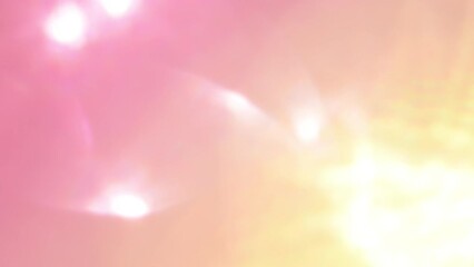Wall Mural - Pink and Gold Bokeh with light reflections and Light Leaks Movement. Abstract moving background. Large moving bokeh with bright sunbeams randomly move. Multi-layer Lens flare effect.