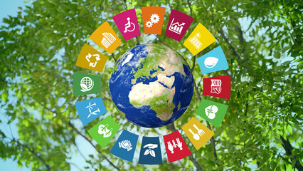 Sticker - Environmental technology concept. Sustainable development goals. SDGs.