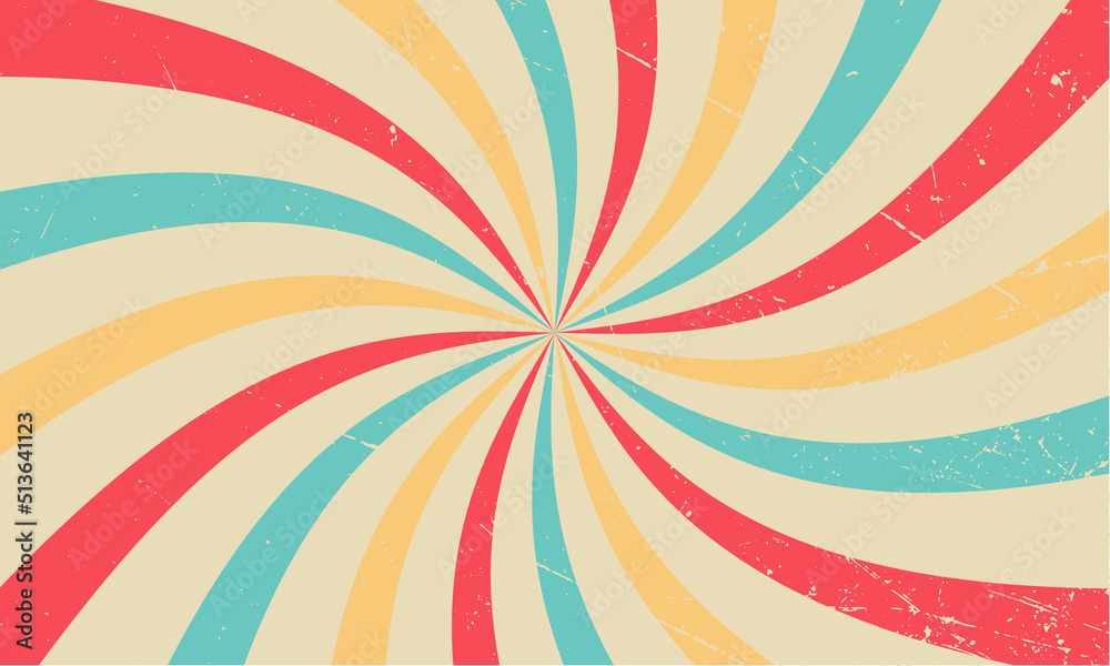 Retro sunburst vector background with a vintage color palette of blue ...