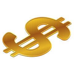 Wall Mural - Dollar USD currency golden sign in isometric top view isolated on white. Currency by the Central Bank of America. Design element.