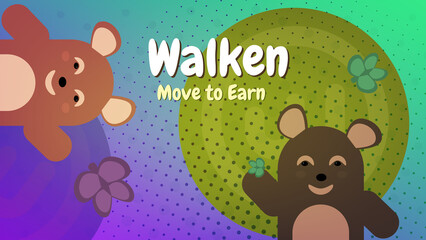 Wall Mural - walken web3 running app with fun game with different cute animals with move to earn concept. possibi