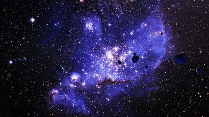 Wall Mural - galaxy space flight exploration space rock scence at the small magellanic cloud galaxy 4k looping an