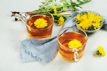 Wall Mural - Delicious healthy tea made of dandelion flowers.