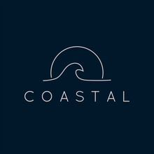 Minimalist Line Art Coastal Logo Illustration Design