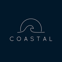 Wall Mural - Minimalist line art coastal logo illustration design