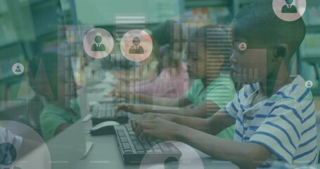 Poster - Animation of data processing over diverse schoolchildren using computers