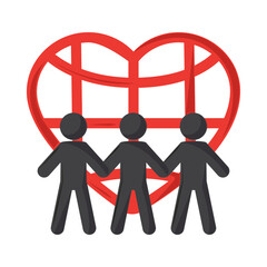 Sticker - charity heart and people