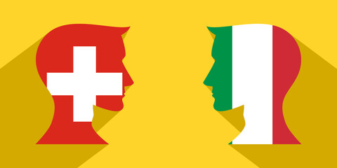 Wall Mural - face to face concept. swiss vs italy. vector illustration