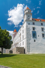 Poster - Bratislava main white castle building in Slovakia.