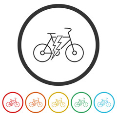 Wall Mural - Electric bike icons in color circle buttons