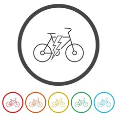 Wall Mural - Electric bike icons in color circle buttons